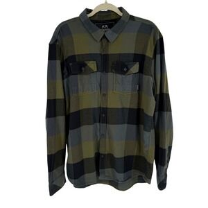 Kuiu Field Flannel Shirt Buffalo Check Plaid Mens XL Olive Green Wool Blend